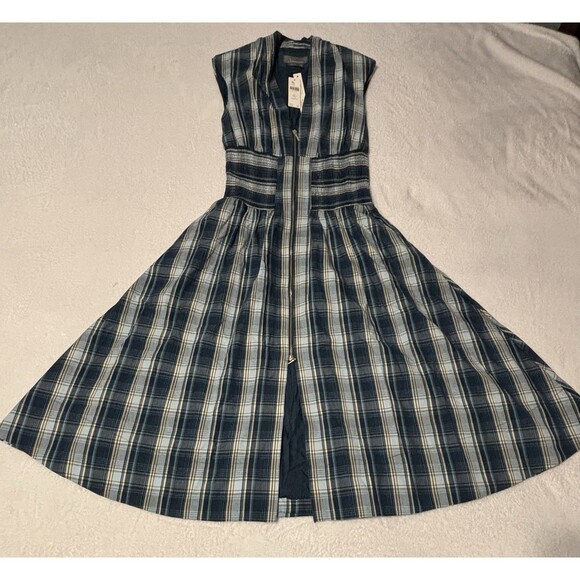 Anthropologie Tommie Cap Sleeve Smocked Front Zip Dress. Sz PXS Blue NWT - Picture 5 of 9